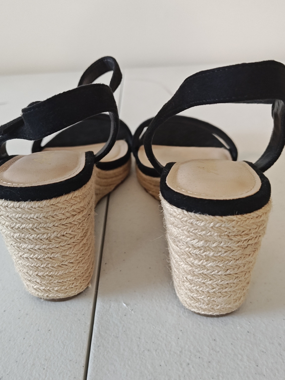 Ankleis Black Espadrille Wedge Sandals 7.5 Black Used‎ Summer Boho Chic - Picture 4 of 9